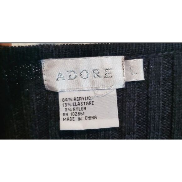 Adore Flattering Cardigan Sweater Vest Tie Front Dark Gray Size L - Picture 3 of 6